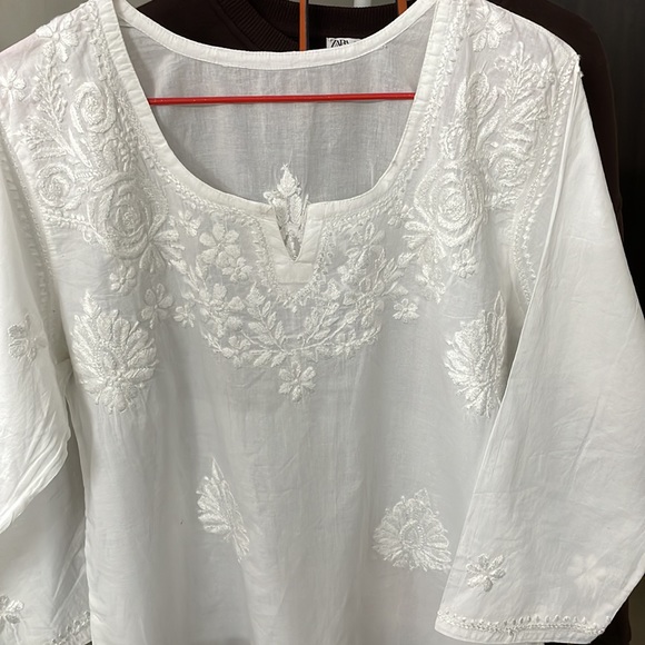 New Hand-embroidered Lucknowi chikankari kurti | 100%cotton - Picture 5 of 11